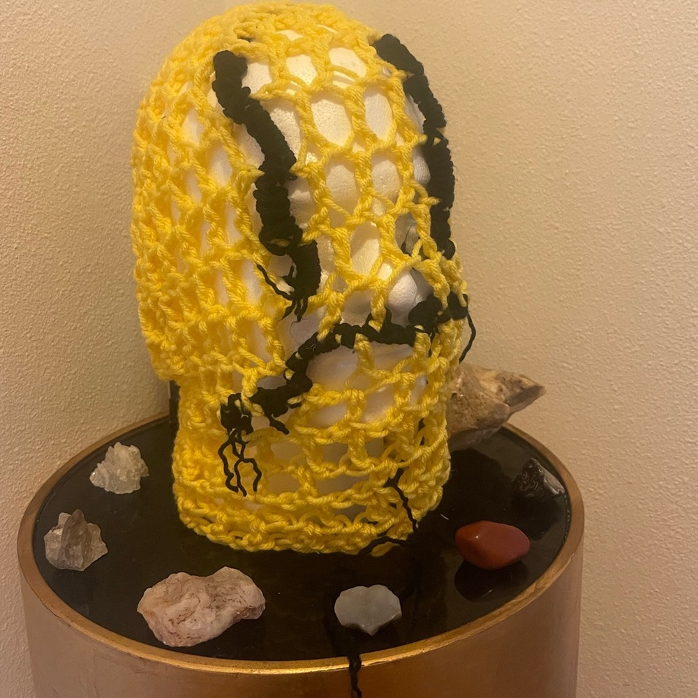 Custom Crochet Frowny Face Chain Mask